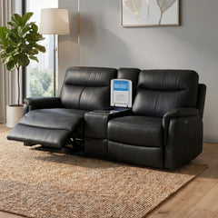 Rodeo Leather Home Theatre Recliner Lounge with Built-In Fridge