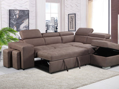 Positano 4 Seater Fabric Sofabed with Storage Ottoman + 2 Stools
