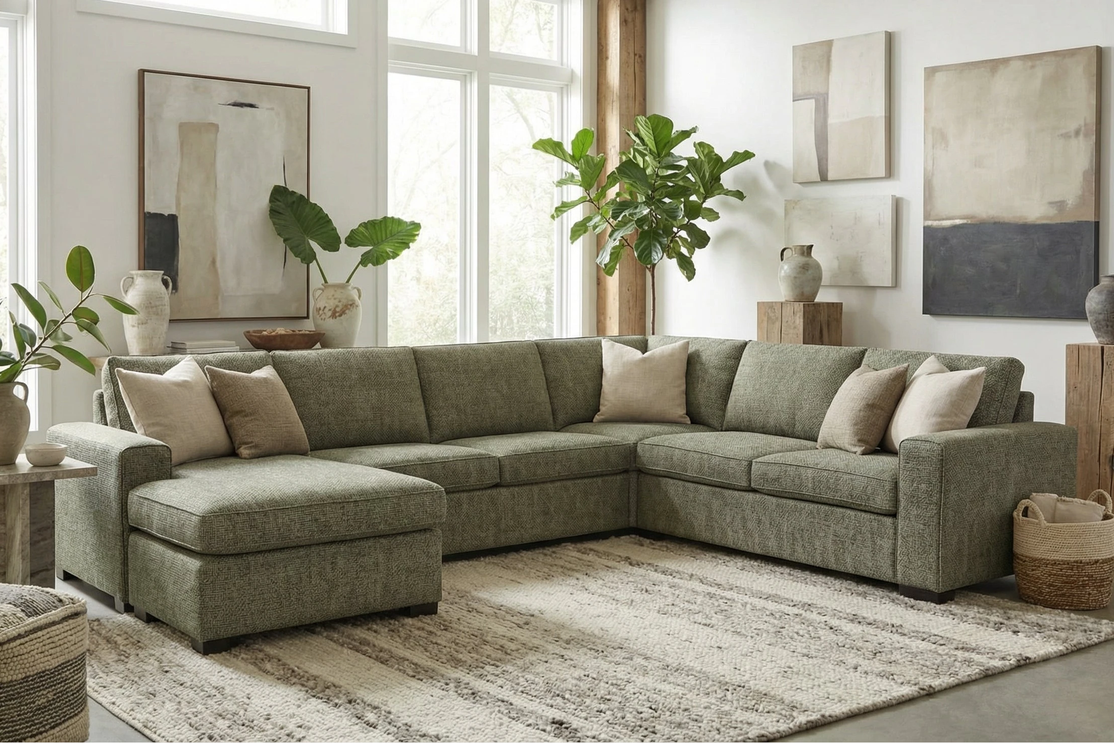 Santino 6 Seater Fabric Reversible Chaise + Sofabed