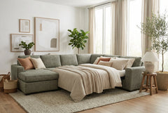 Santino 6 Seater Fabric Reversible Chaise + Sofabed