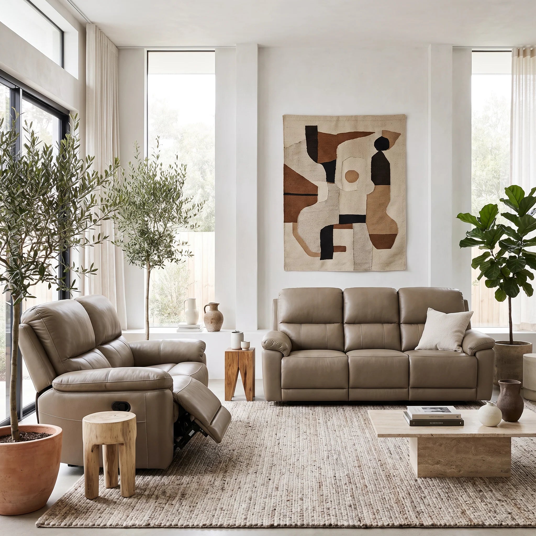 Angelo Recliner Leather Lounge Suite