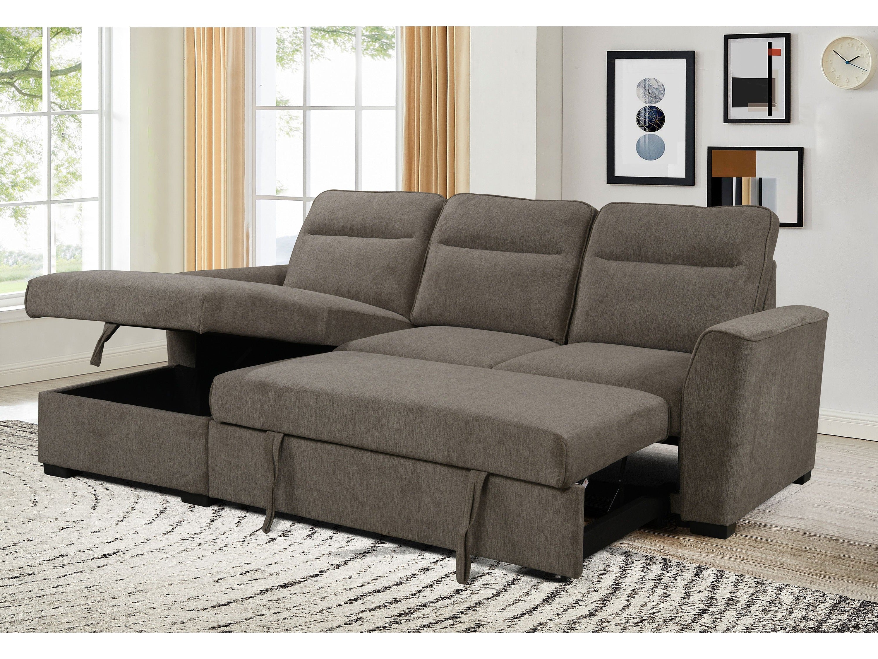 Belino 3 Seater Pull Out Sofabed with Reversible Chaise + Storage