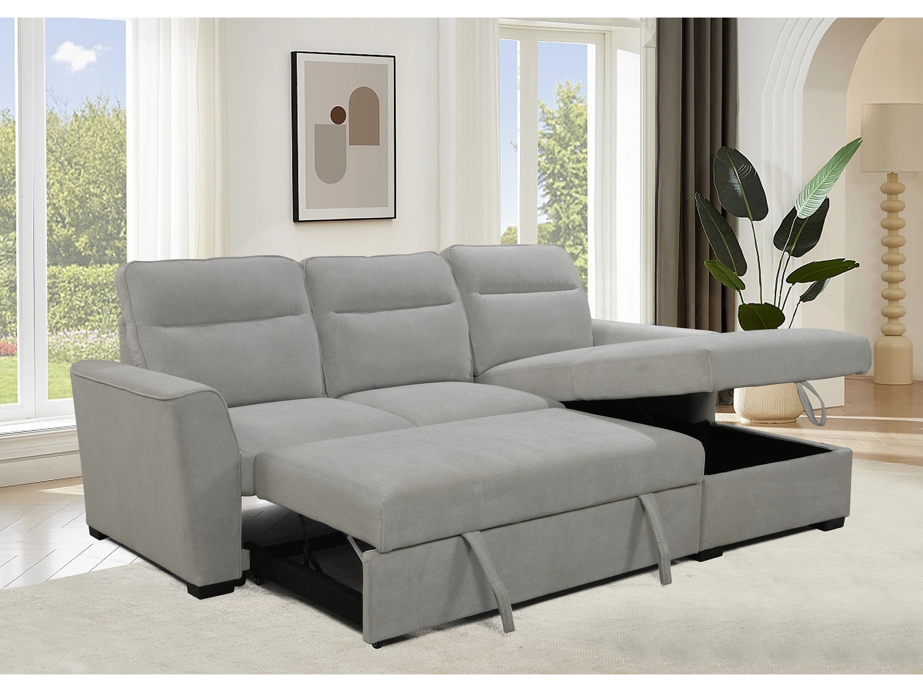 Belino 3 Seater Pull Out Sofabed with Reversible Chaise + Storage