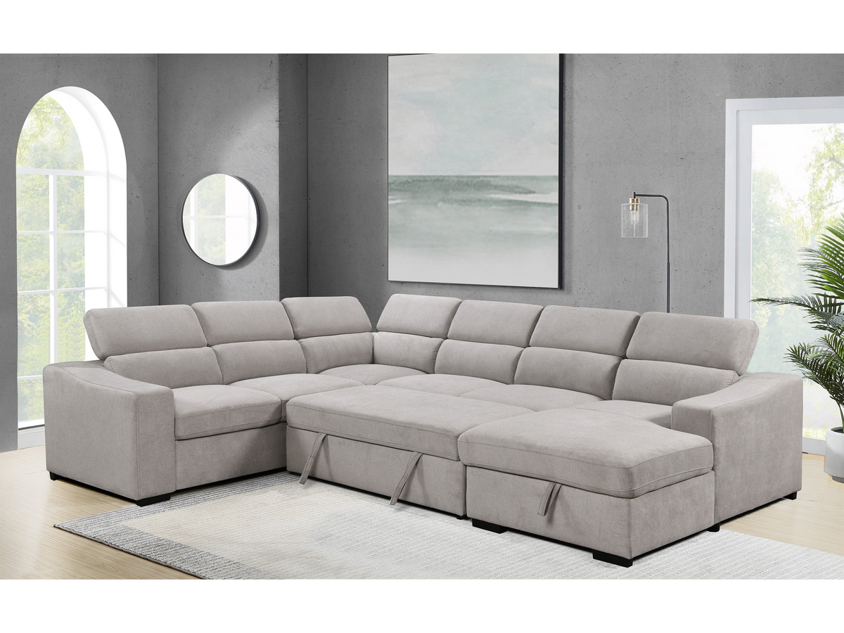 Venosa 6 Seater Fabric Chaise Sofabed with Storage