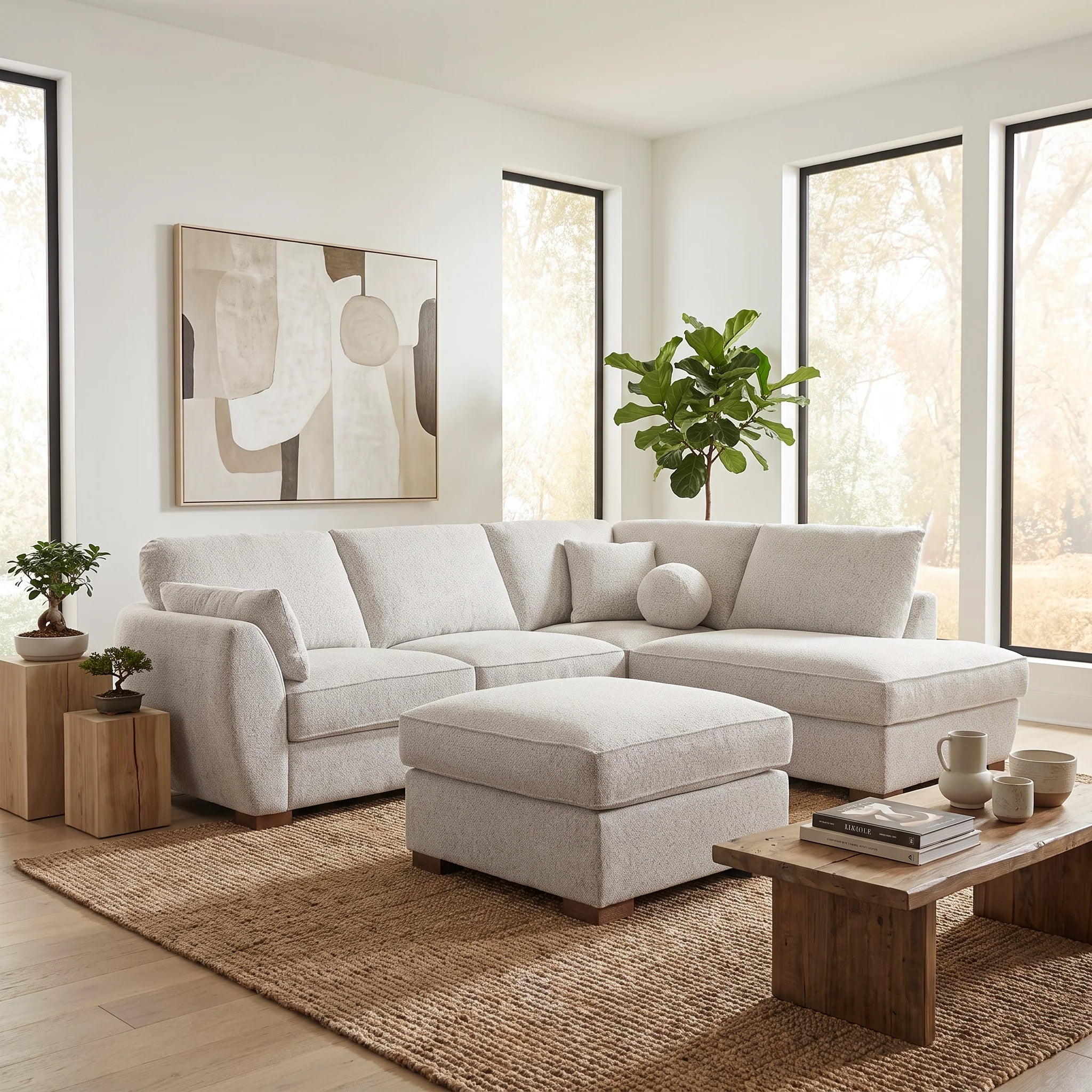 Florence 4 Seater Fabric Chaise with Ottoman