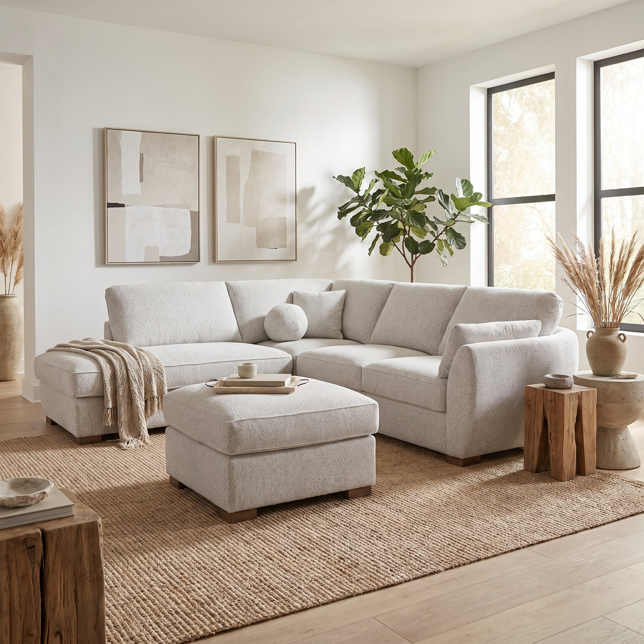 Florence 4 Seater Fabric Chaise with Ottoman