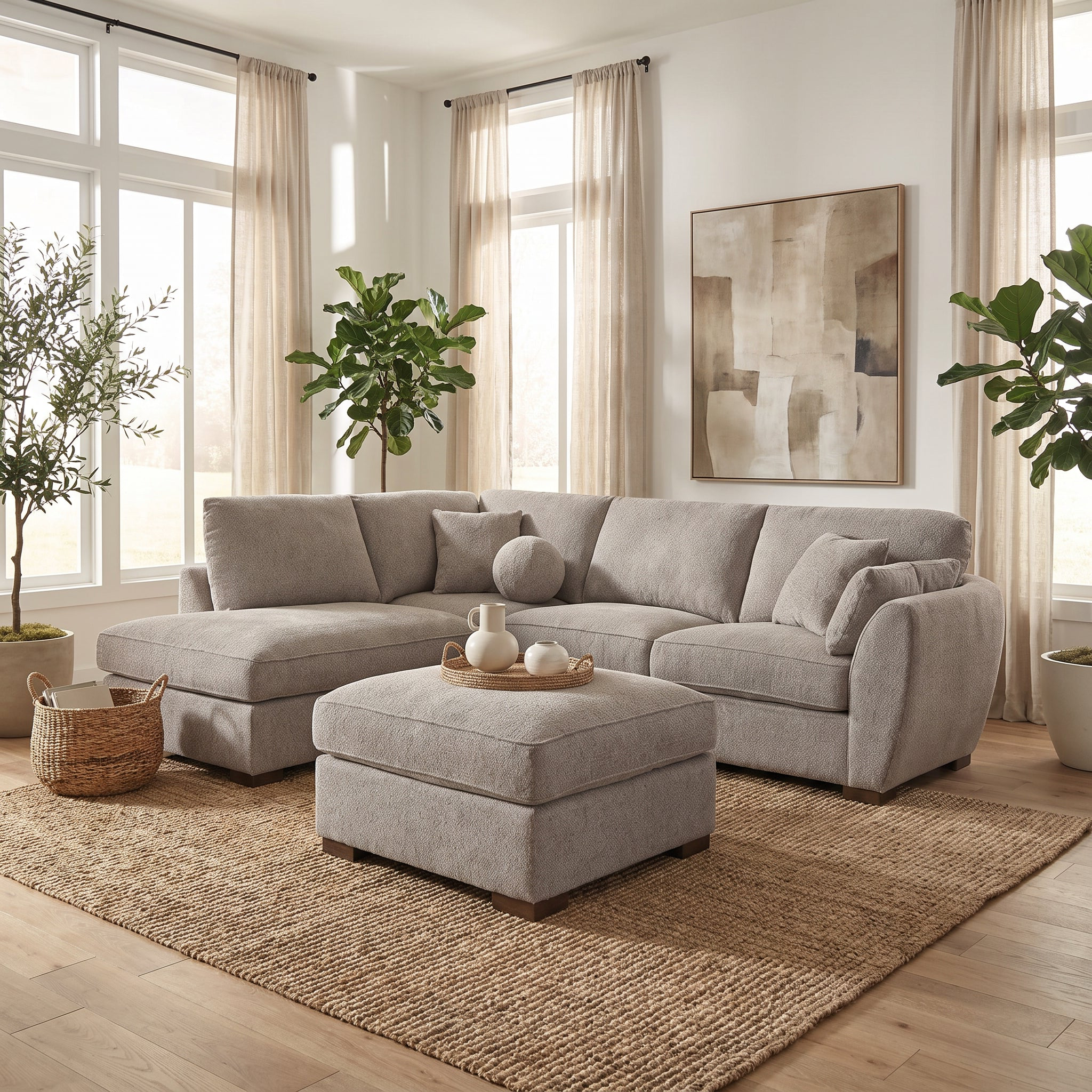 Florence 4 Seater Fabric Chaise with Ottoman
