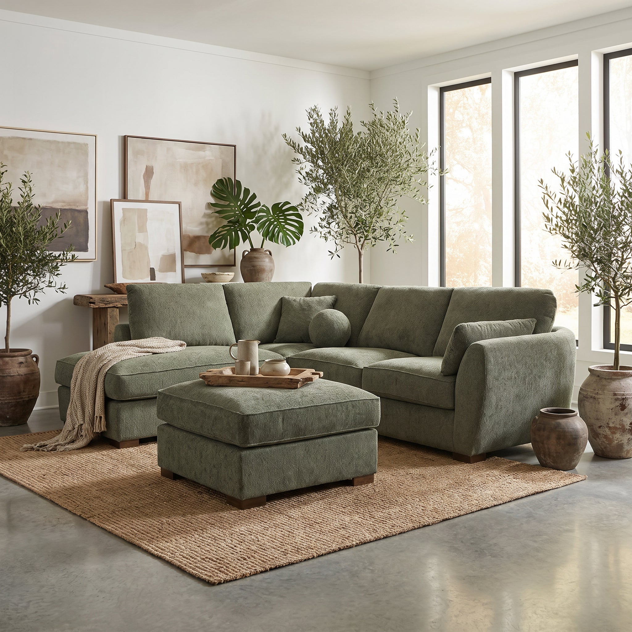Florence 4 Seater Fabric Chaise with Ottoman