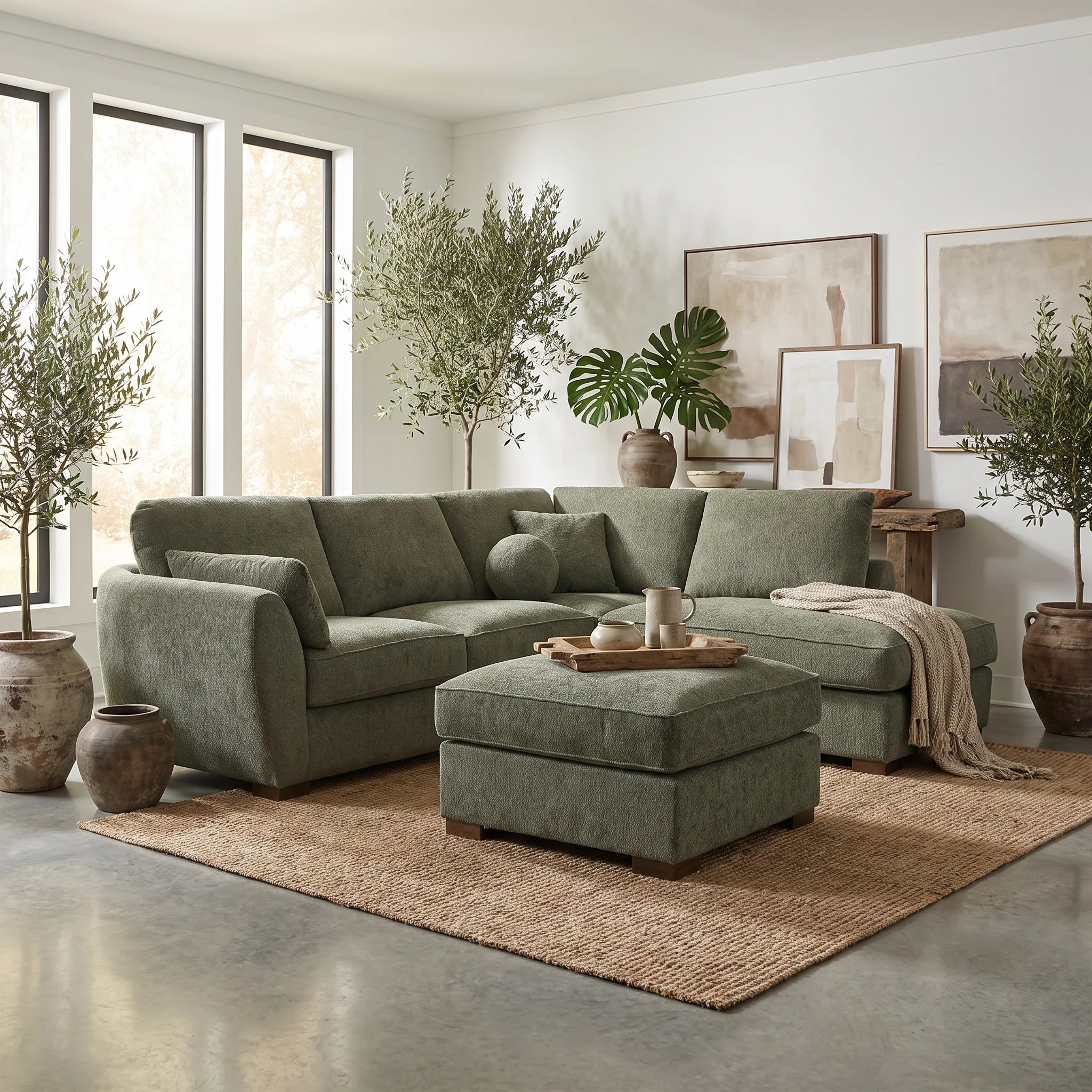 Florence 4 Seater Fabric Chaise with Ottoman