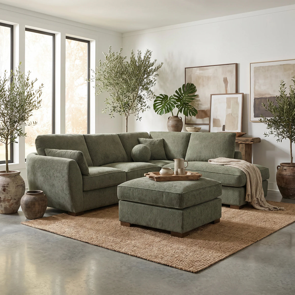 Florence 4 Seater Fabric Chaise with Ottoman