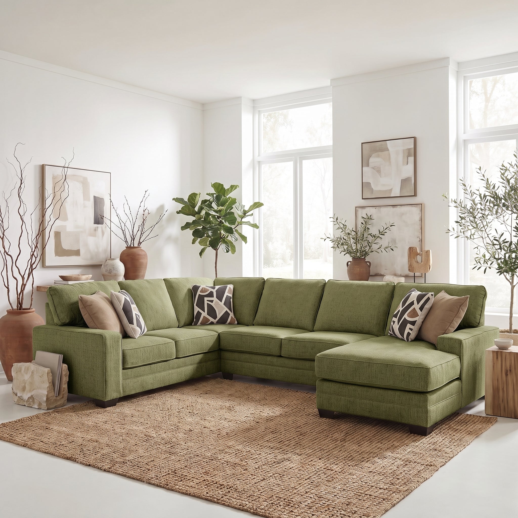 Tracling 6 Seater Fabric Chaise Modular