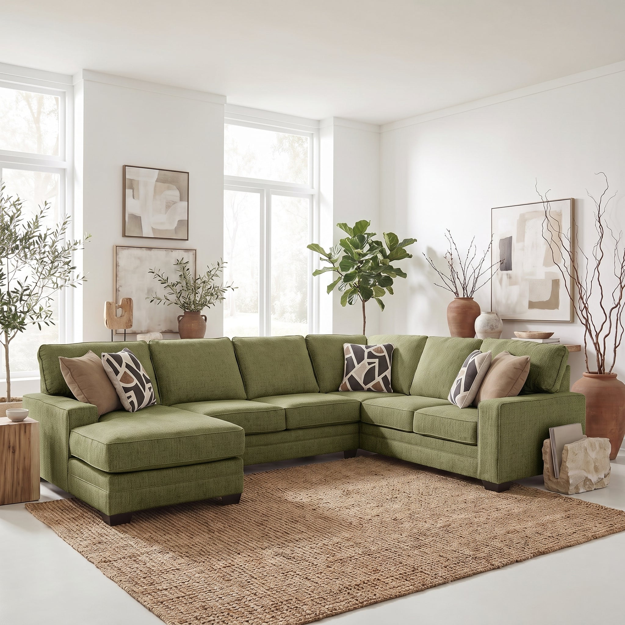 Tracling 6 Seater Fabric Chaise Modular