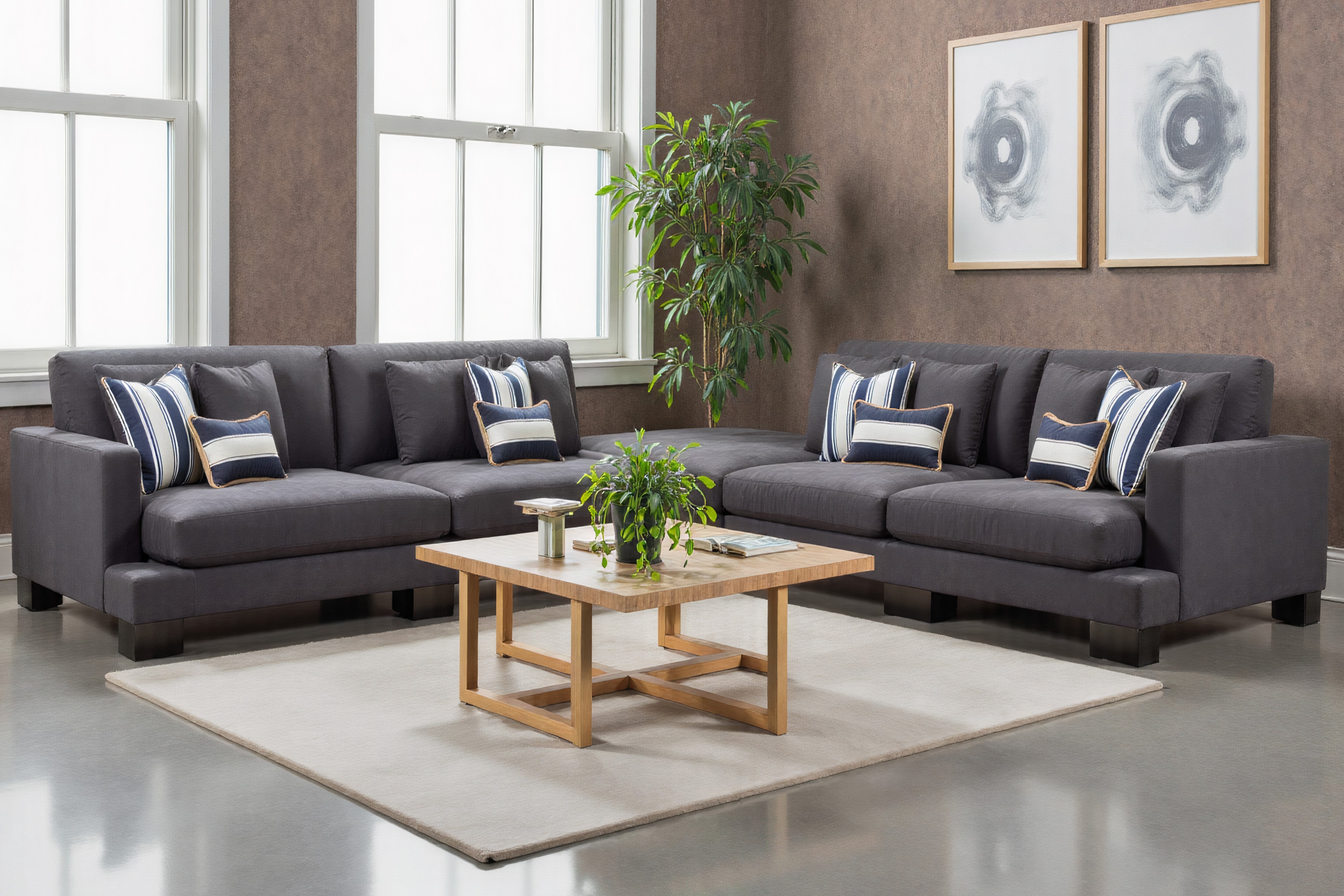 Manhattan 4 Seater Fabric Modular Plus Ottoman