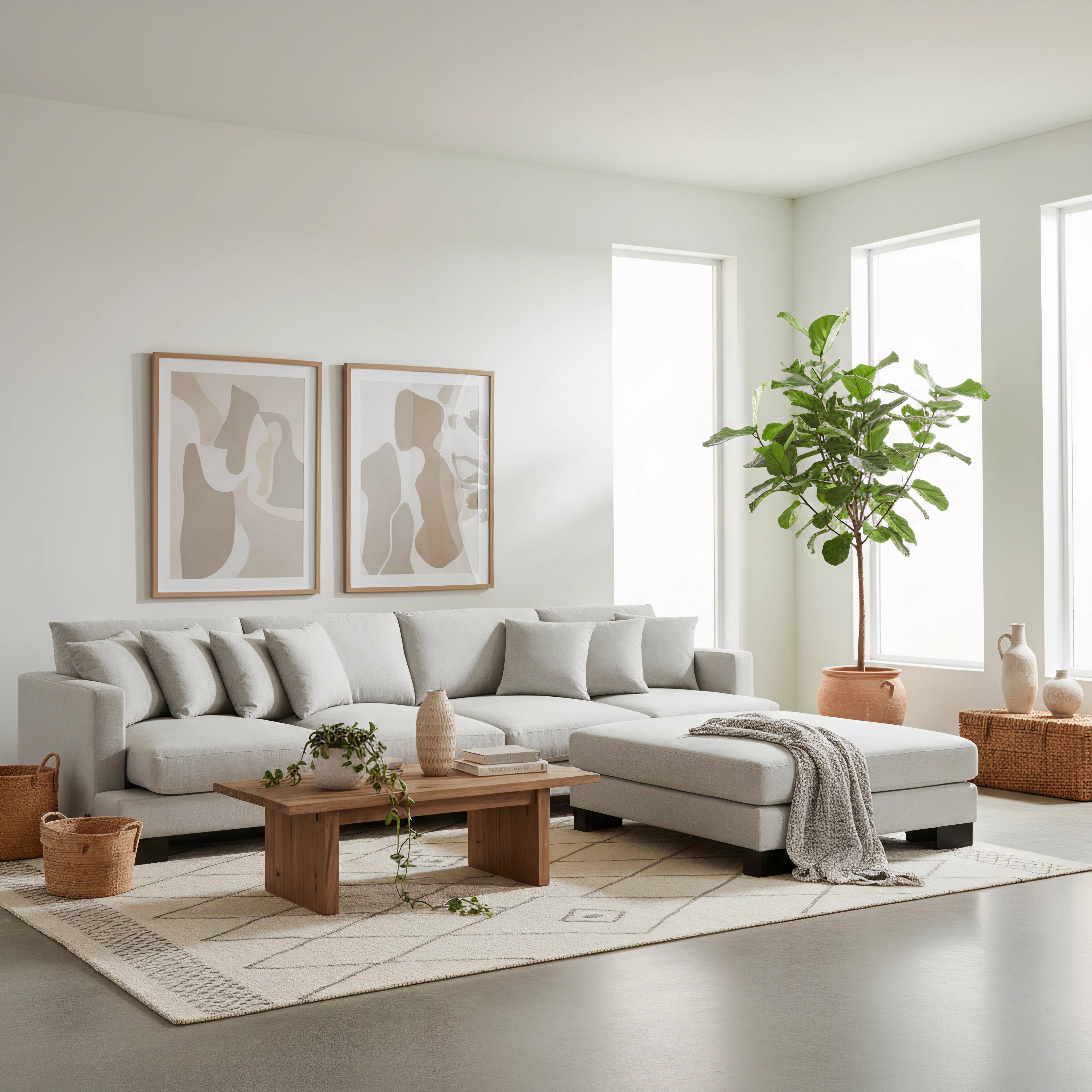 Manhattan 4 Seater Fabric Modular Plus Ottoman