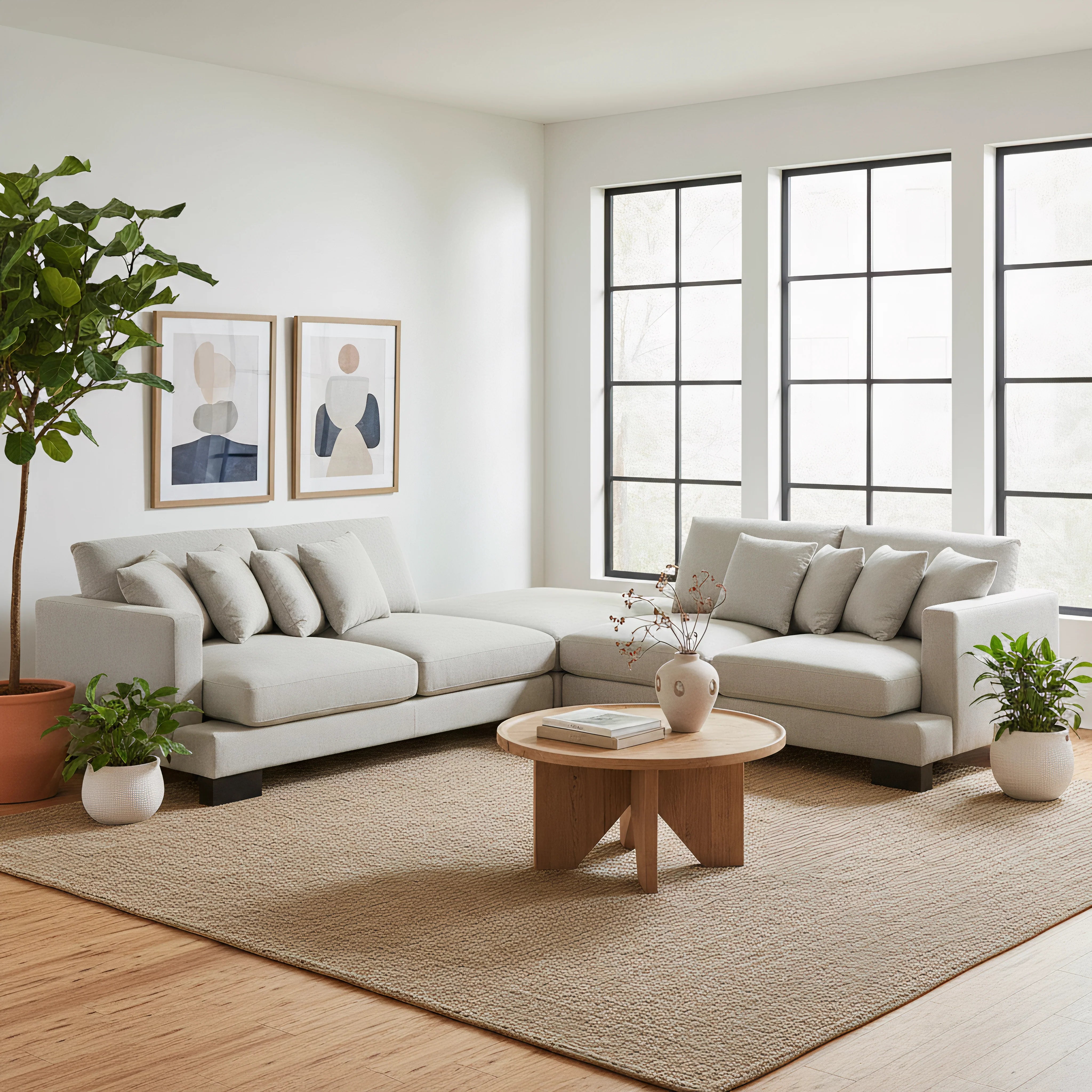 Manhattan 4 Seater Fabric Modular Plus Ottoman