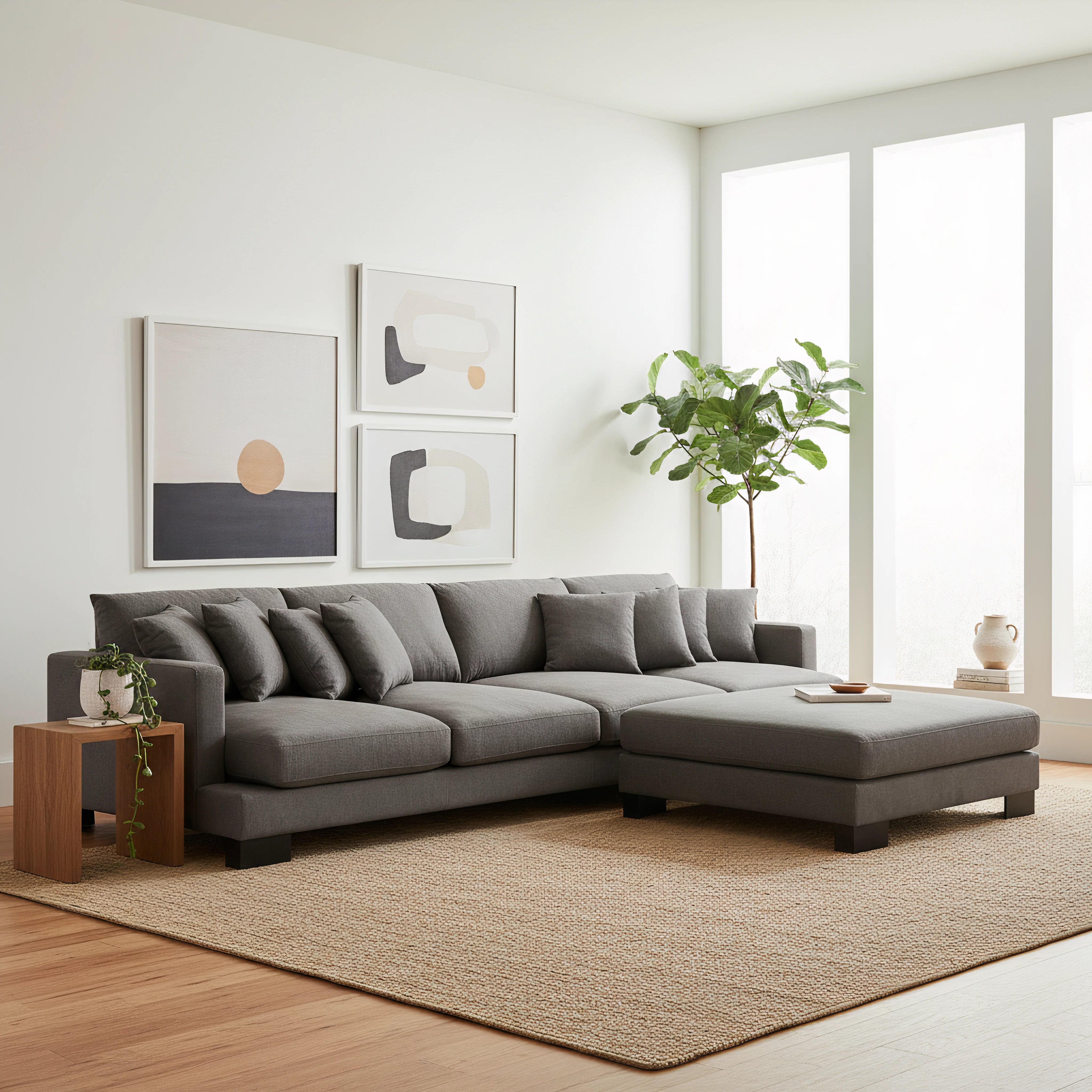 Manhattan 4 Seater Fabric Modular Plus Ottoman