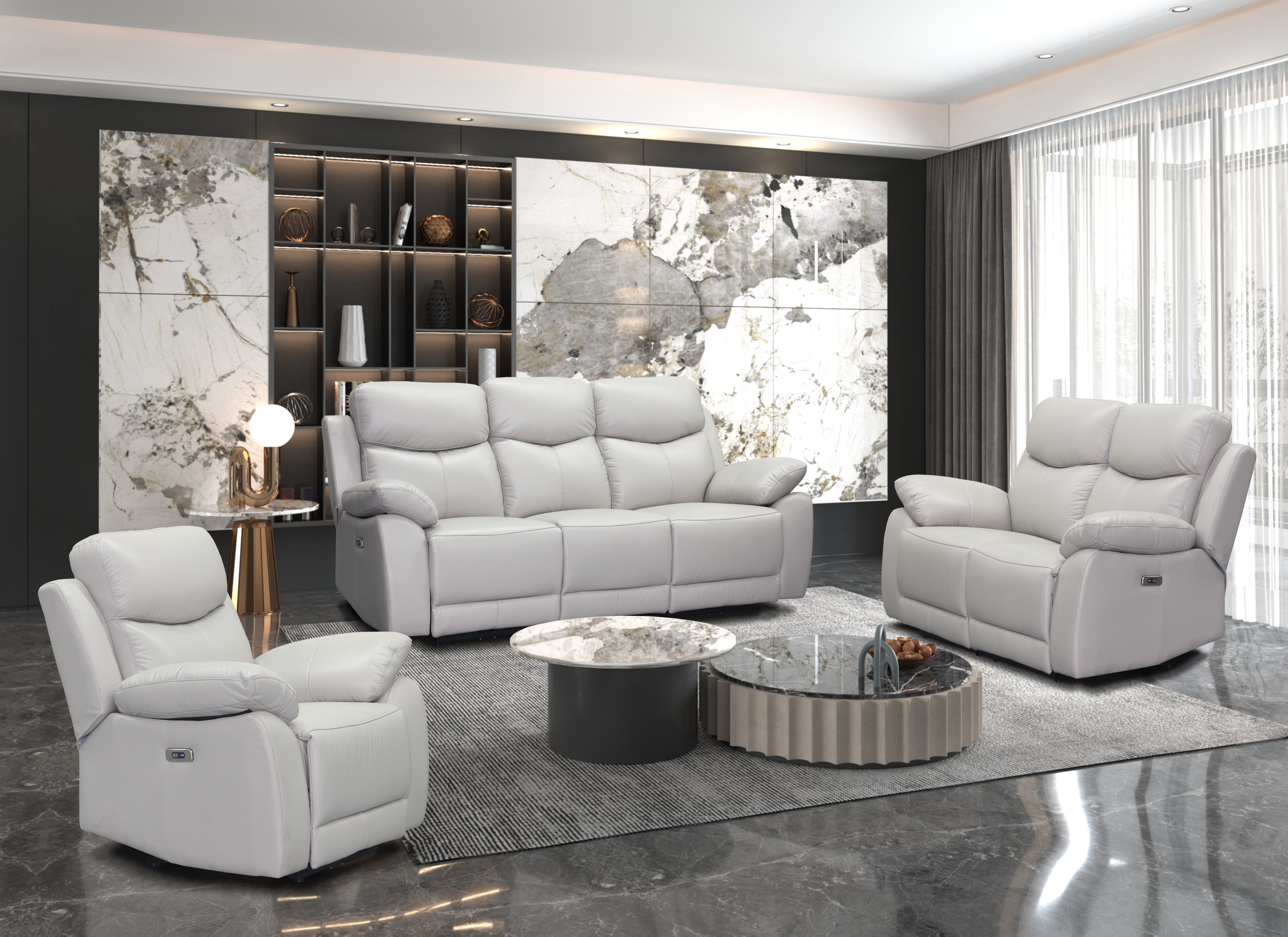 Brendan Electric Recliner Leather Lounge Suite