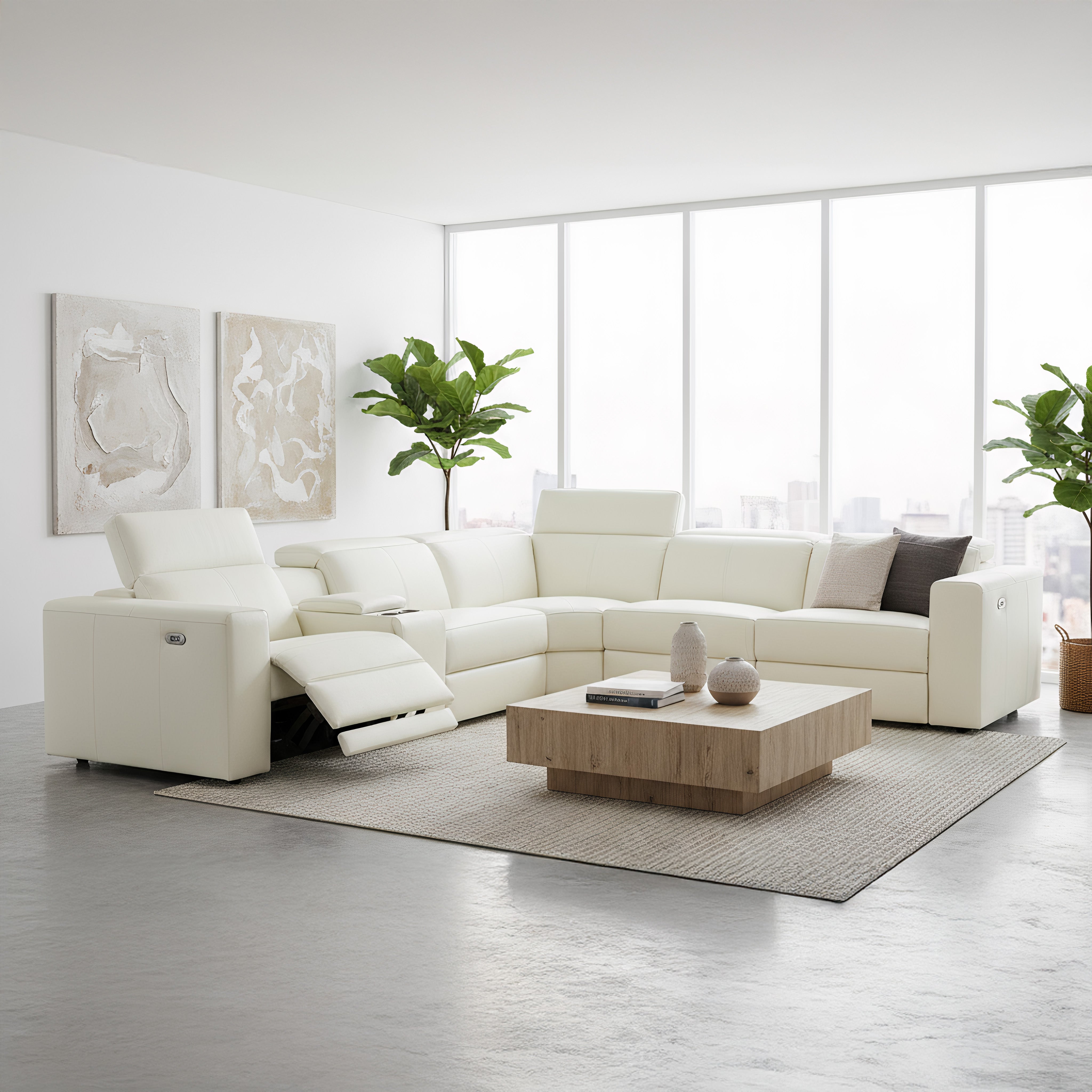 Precious 5 Seater Leather Electric Corner Modular