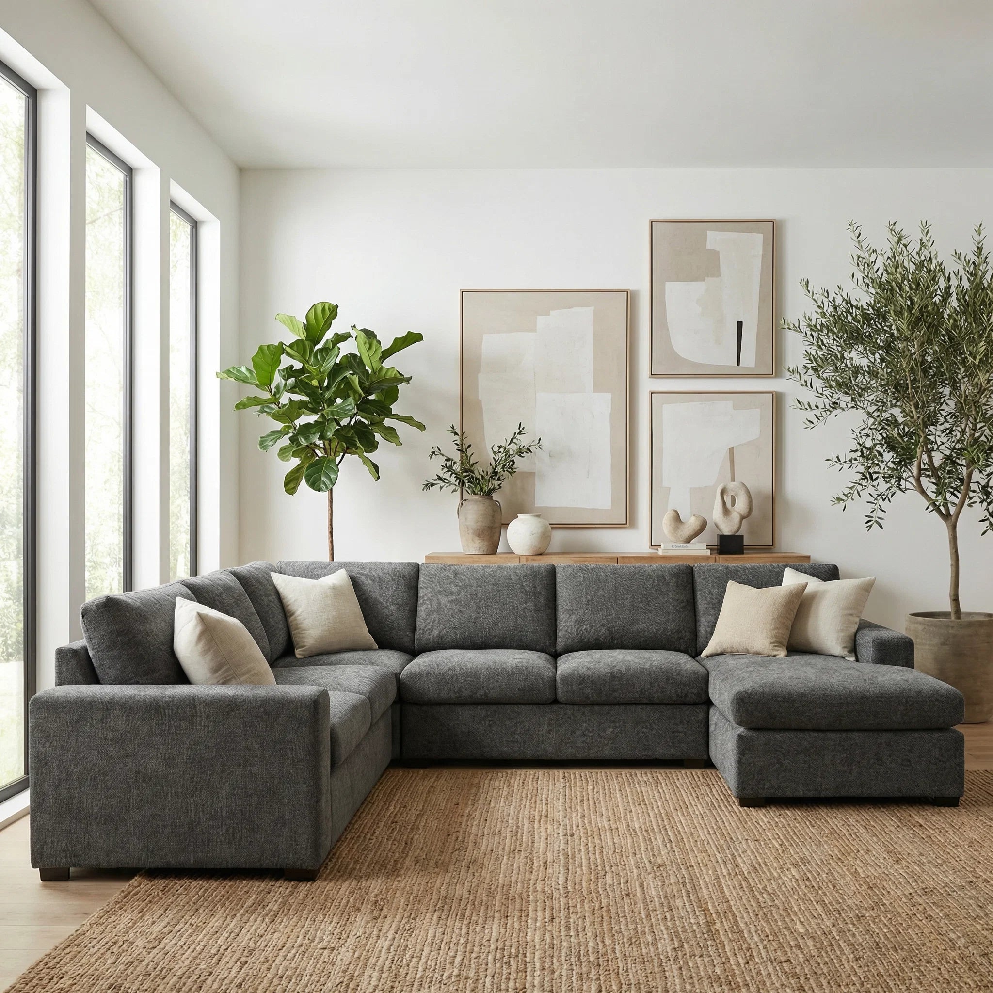 Santino 6 Seater Fabric Reversible Chaise + Sofabed