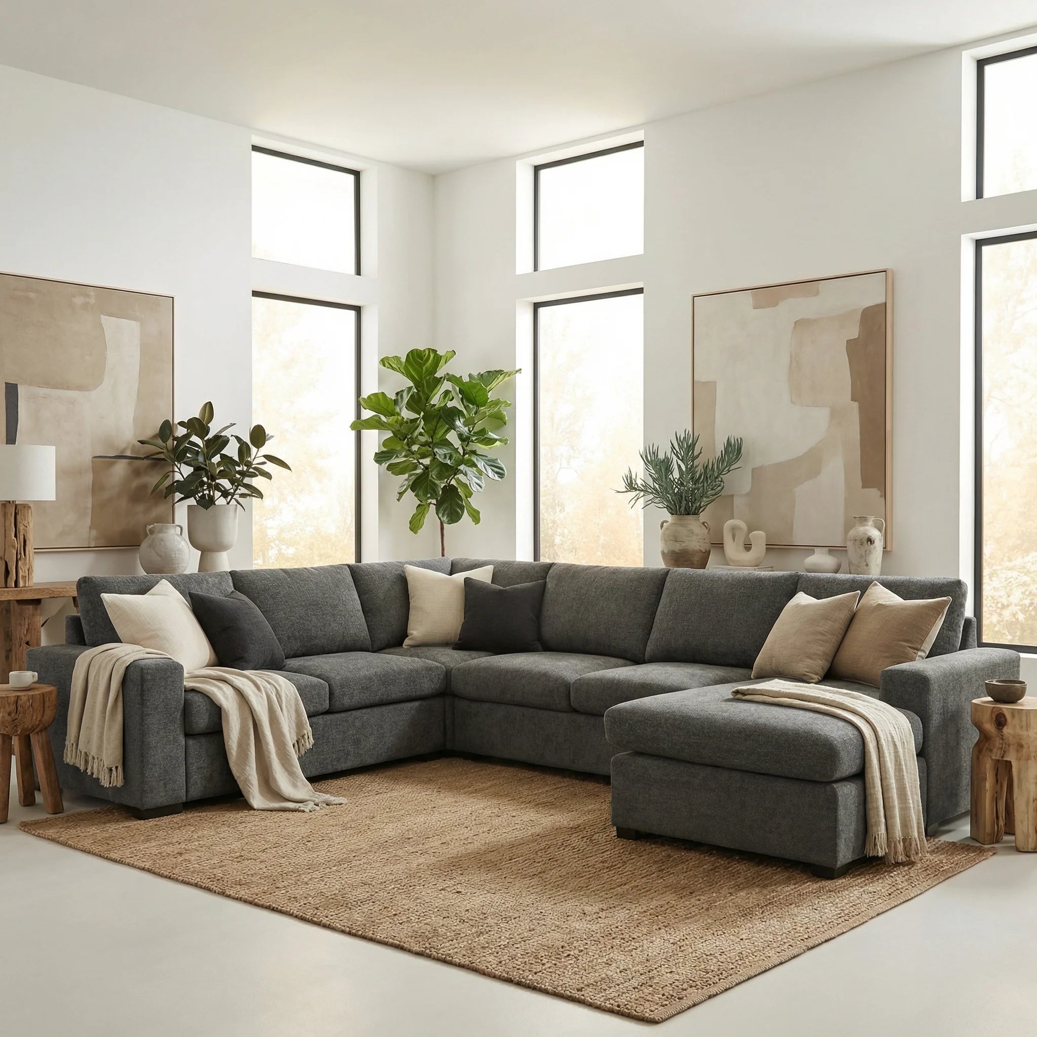 Santino 6 Seater Fabric Reversible Chaise + Sofabed