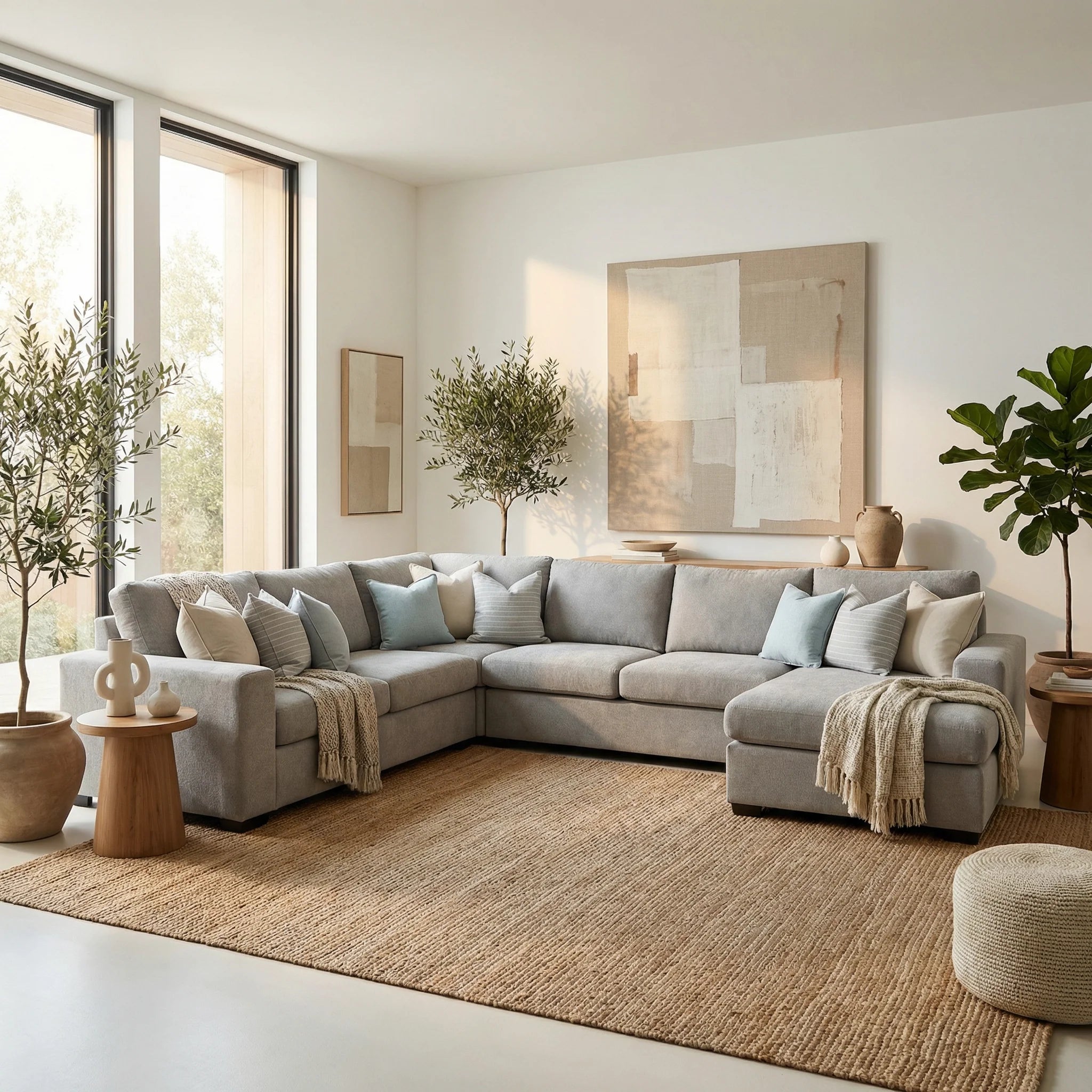 Santino 6 Seater Fabric Reversible Chaise + Sofabed
