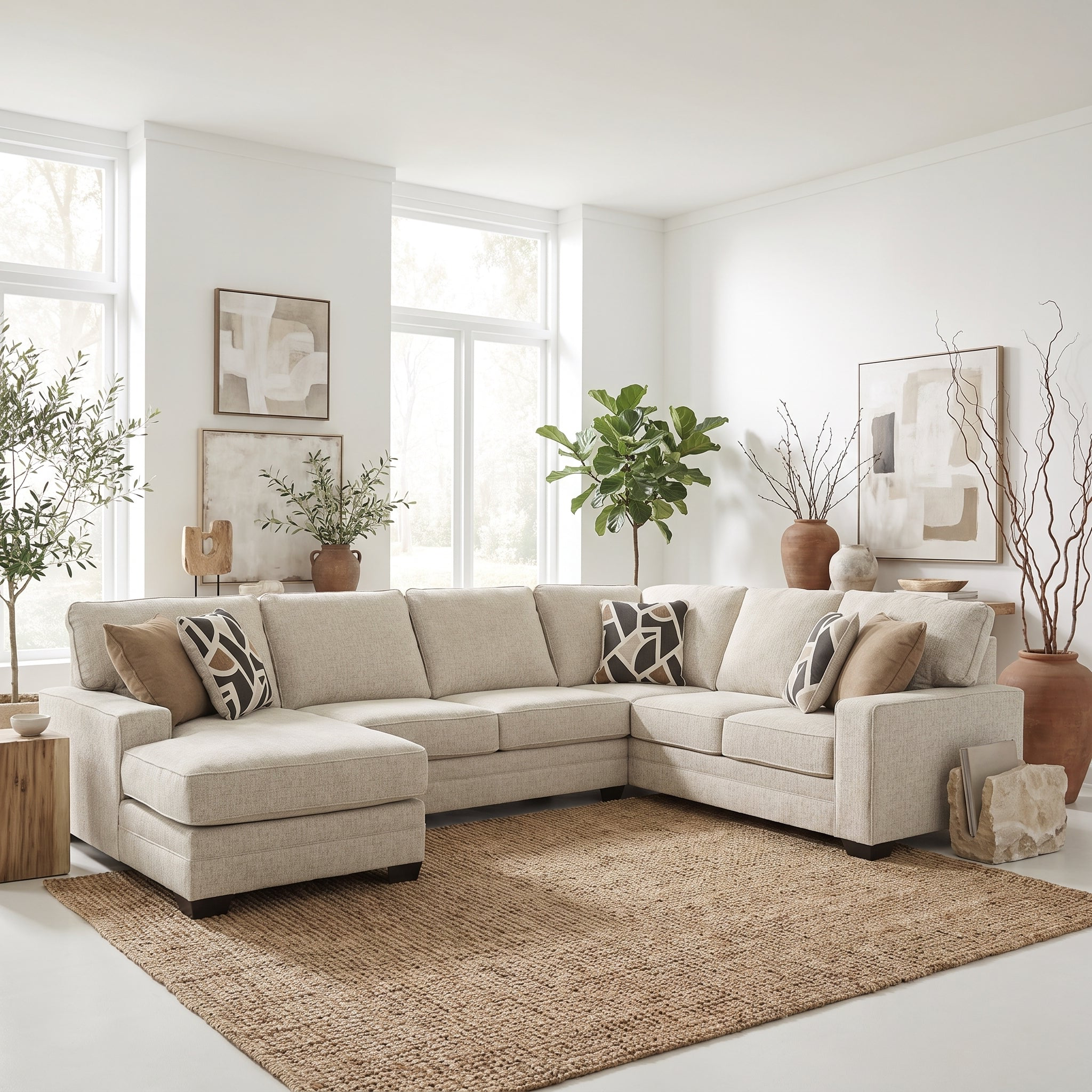 Tracling 6 Seater Fabric Chaise Modular