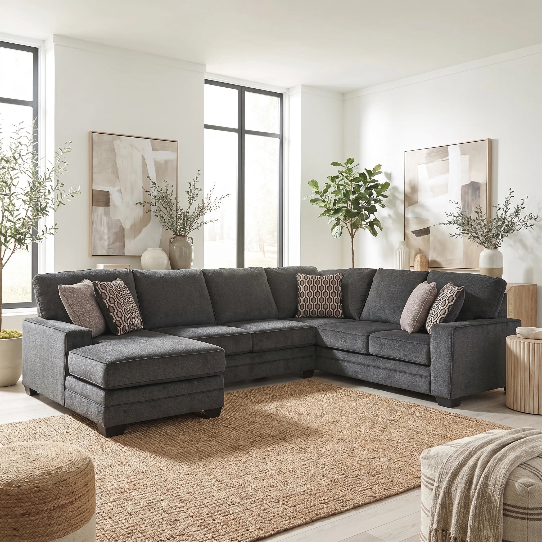 Tracling 6 Seater Fabric Chaise Modular