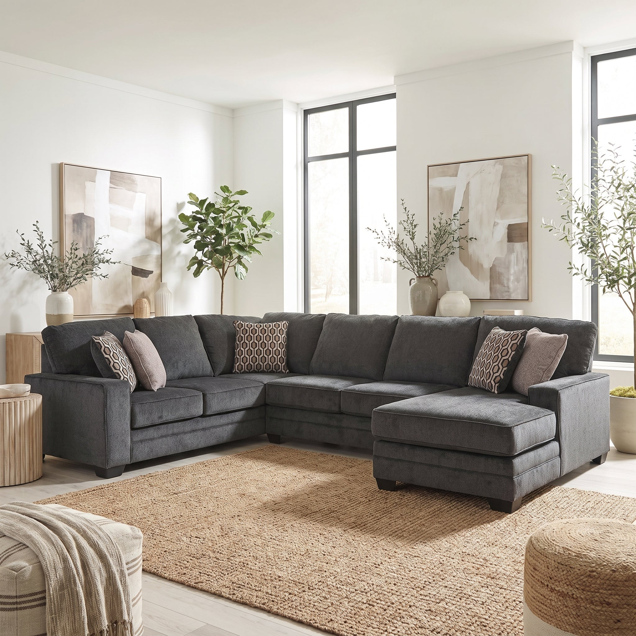 Tracling 6 Seater Fabric Chaise Modular