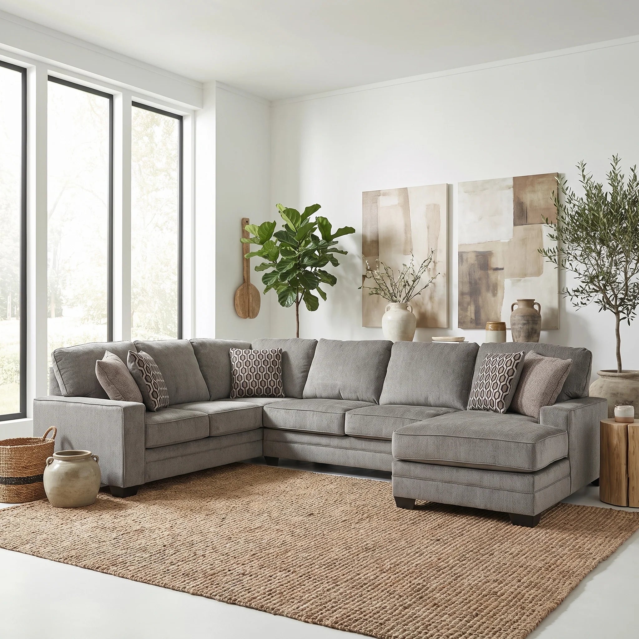 Tracling 6 Seater Fabric Chaise Modular