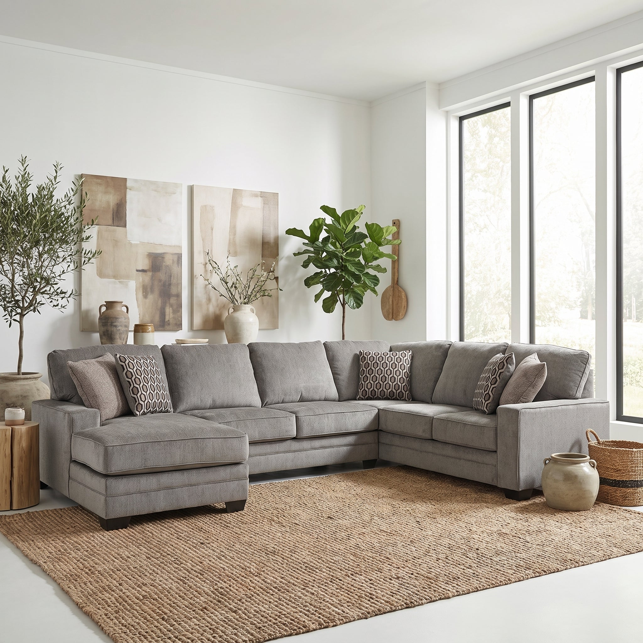 Tracling 6 Seater Fabric Chaise Modular