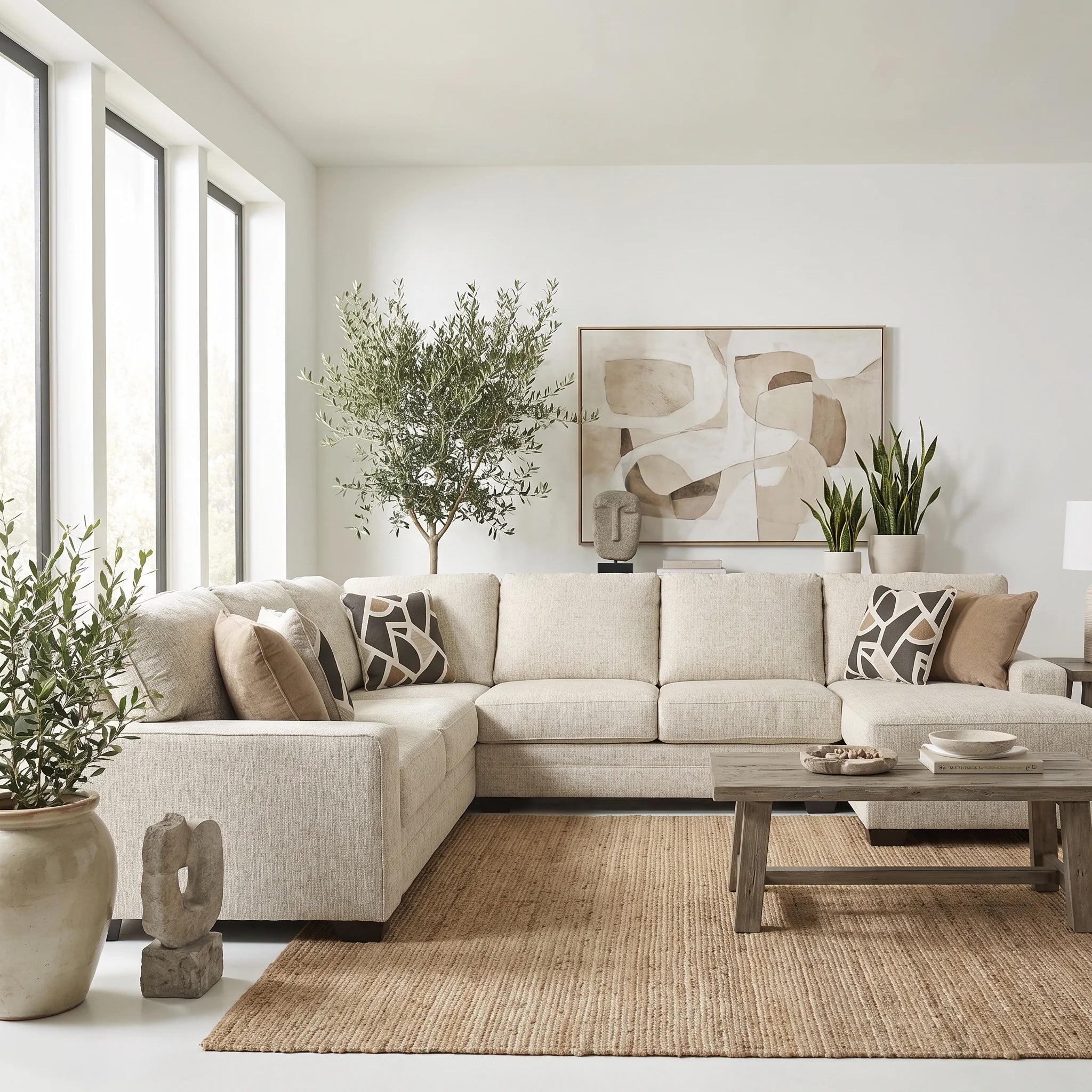 Tracling 6 Seater Fabric Chaise Modular