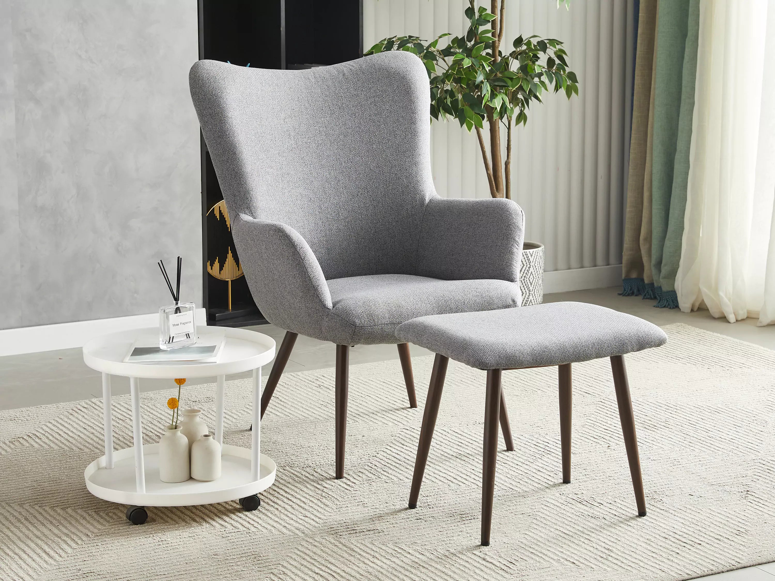 Alvis Fabric Tub Chair with Stool