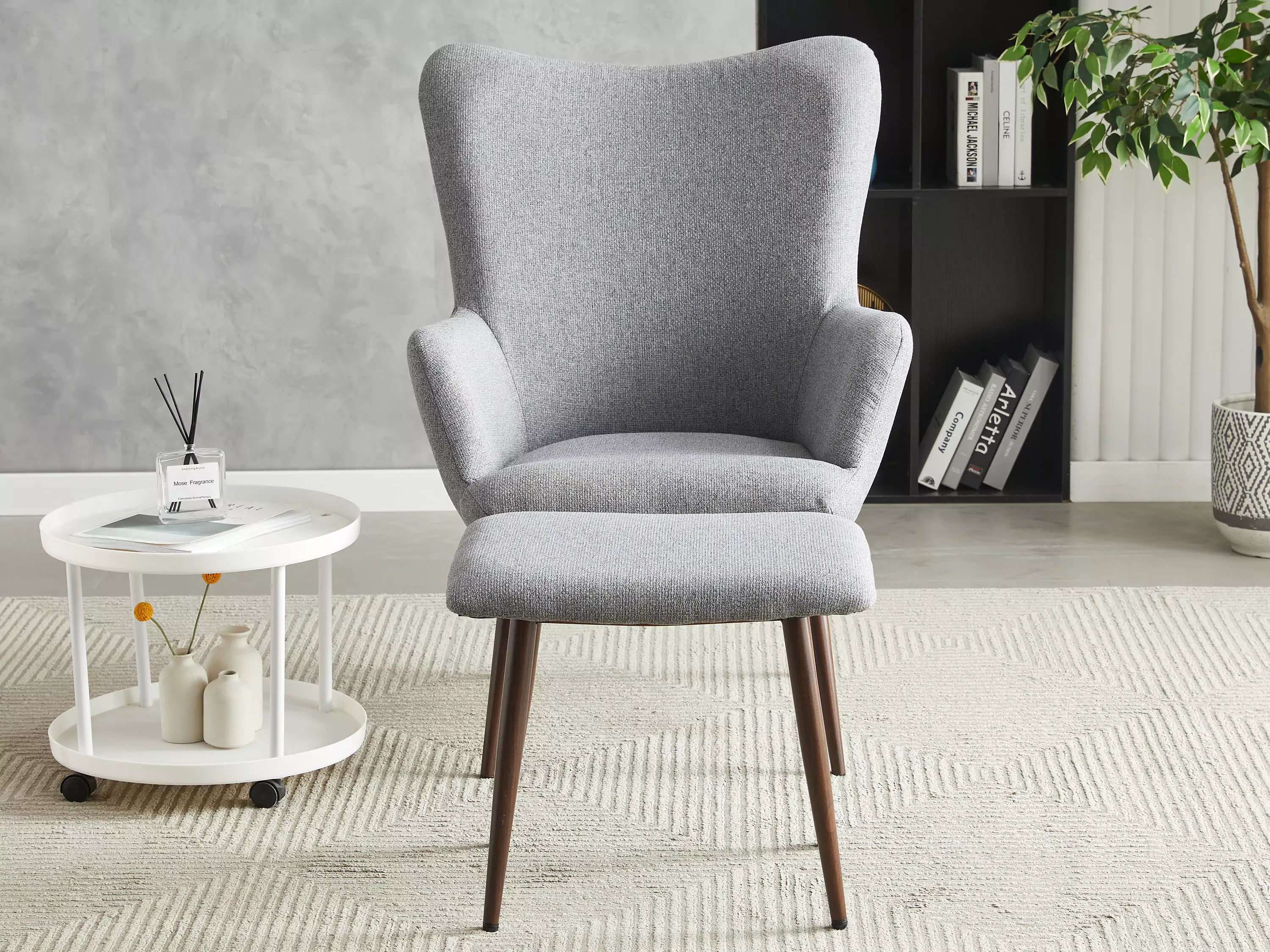 Alvis Fabric Tub Chair with Stool