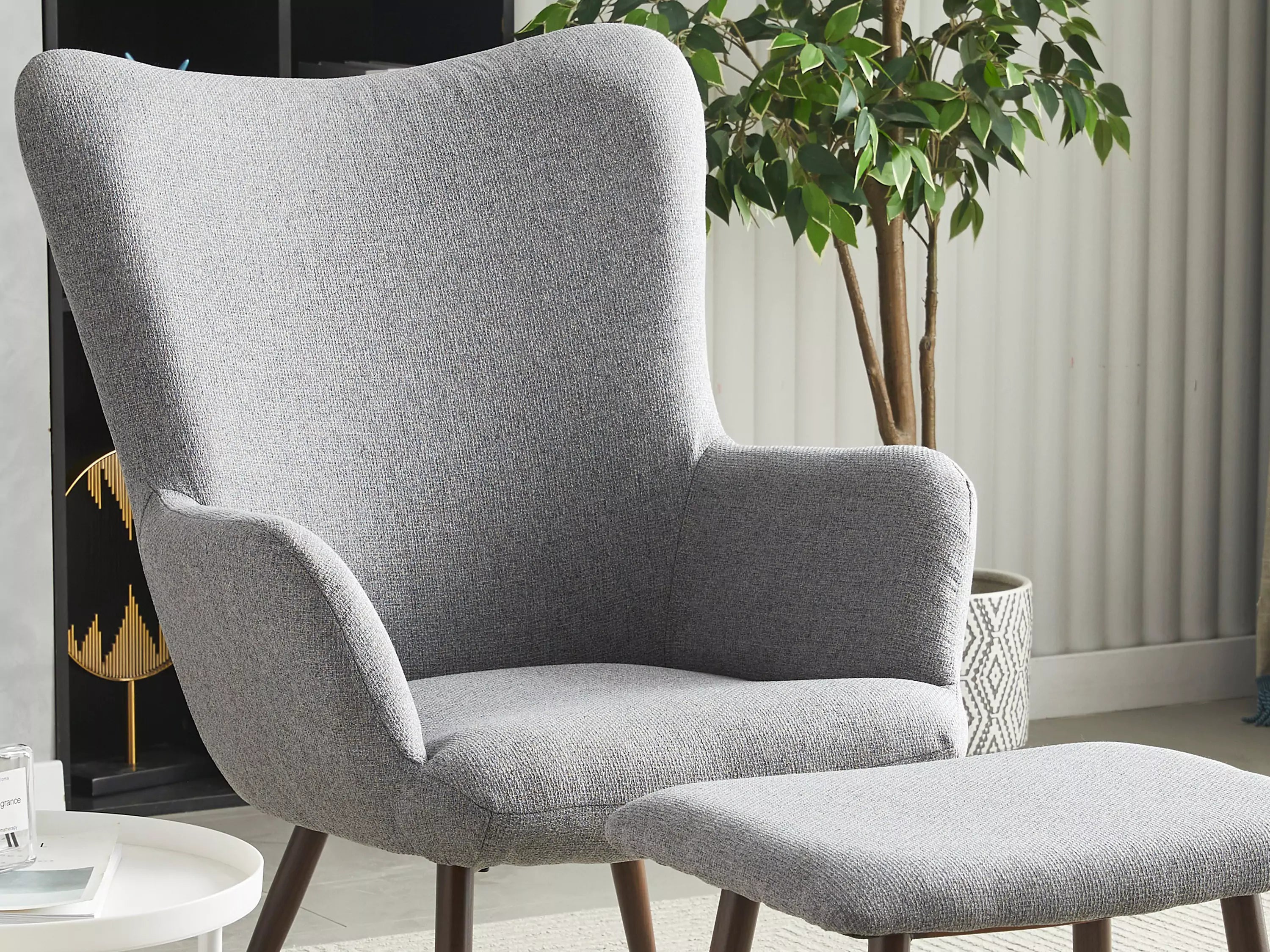 Alvis Fabric Tub Chair with Stool