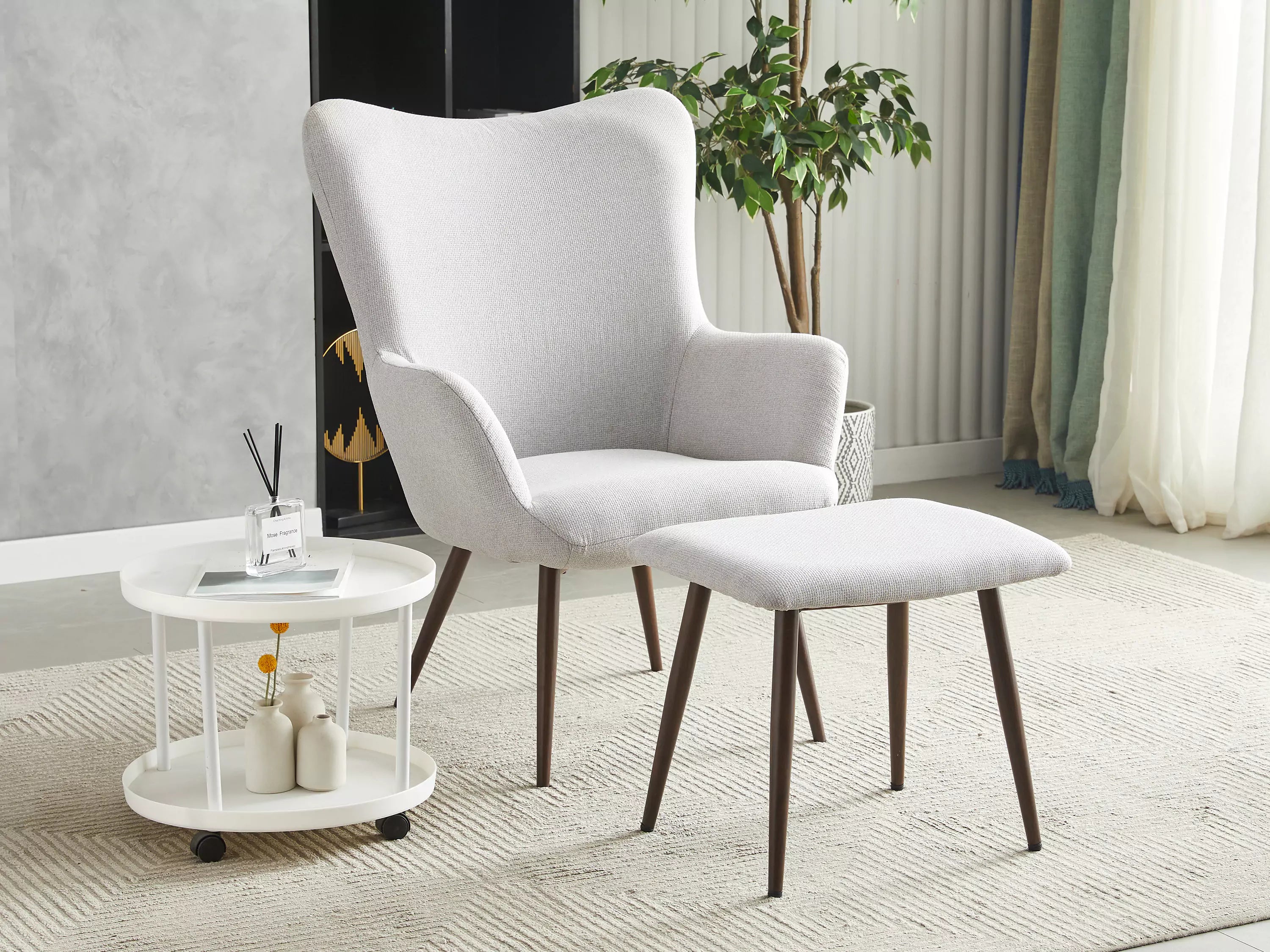 Alvis Fabric Tub Chair with Stool