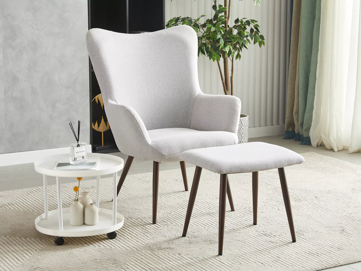 Alvis Fabric Tub Chair with Stool