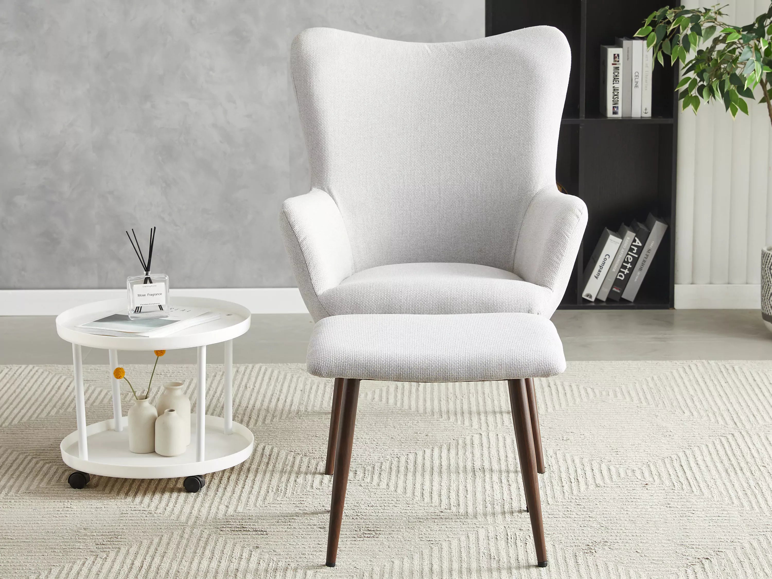 Alvis Fabric Tub Chair with Stool