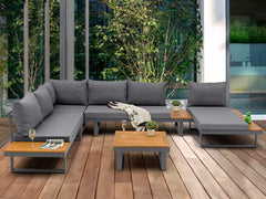 Canary 6 Seater Outdoor Reversible Chaise Lounge Setting with Coffee Table
