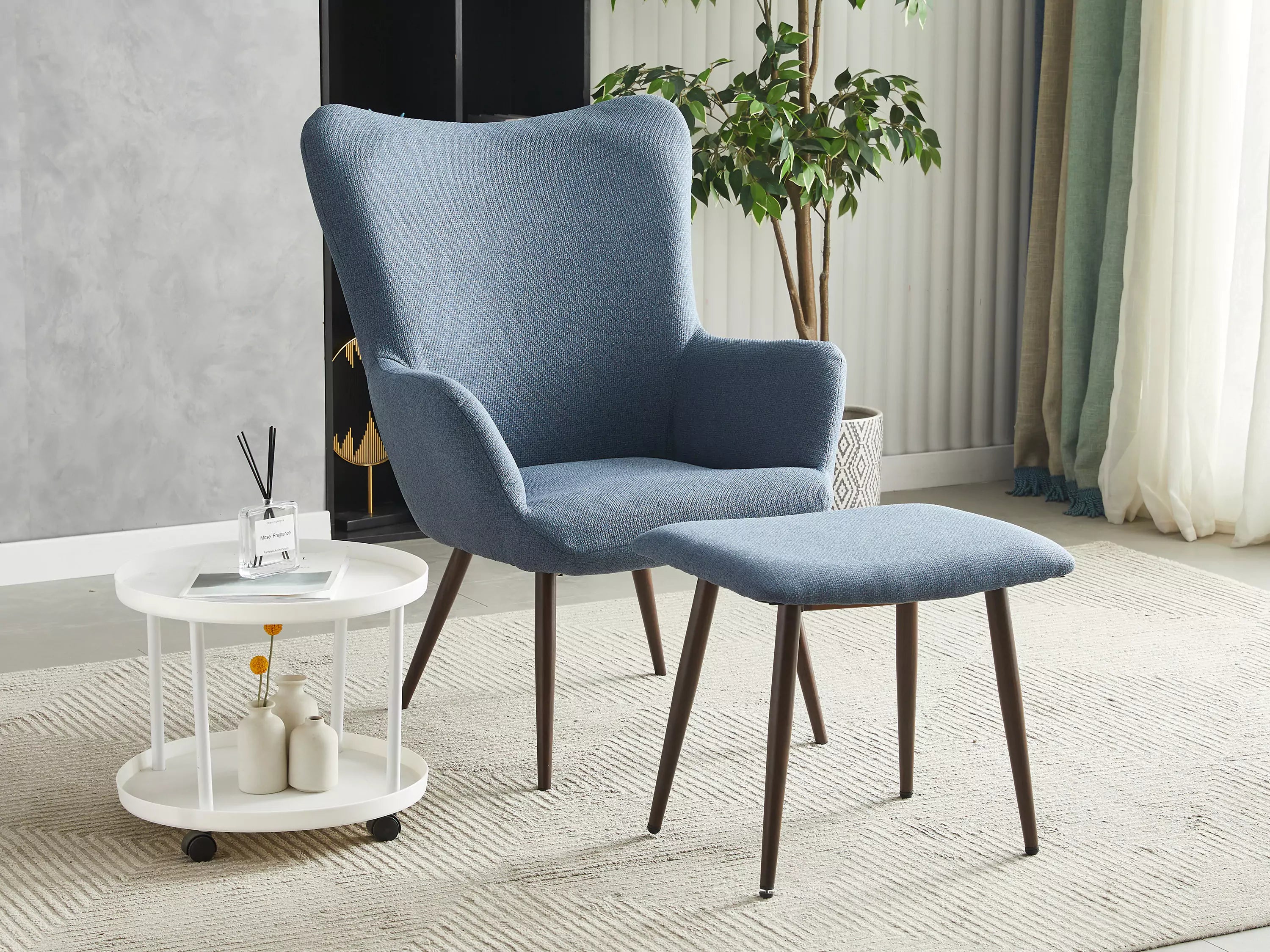 Alvis Fabric Tub Chair with Stool