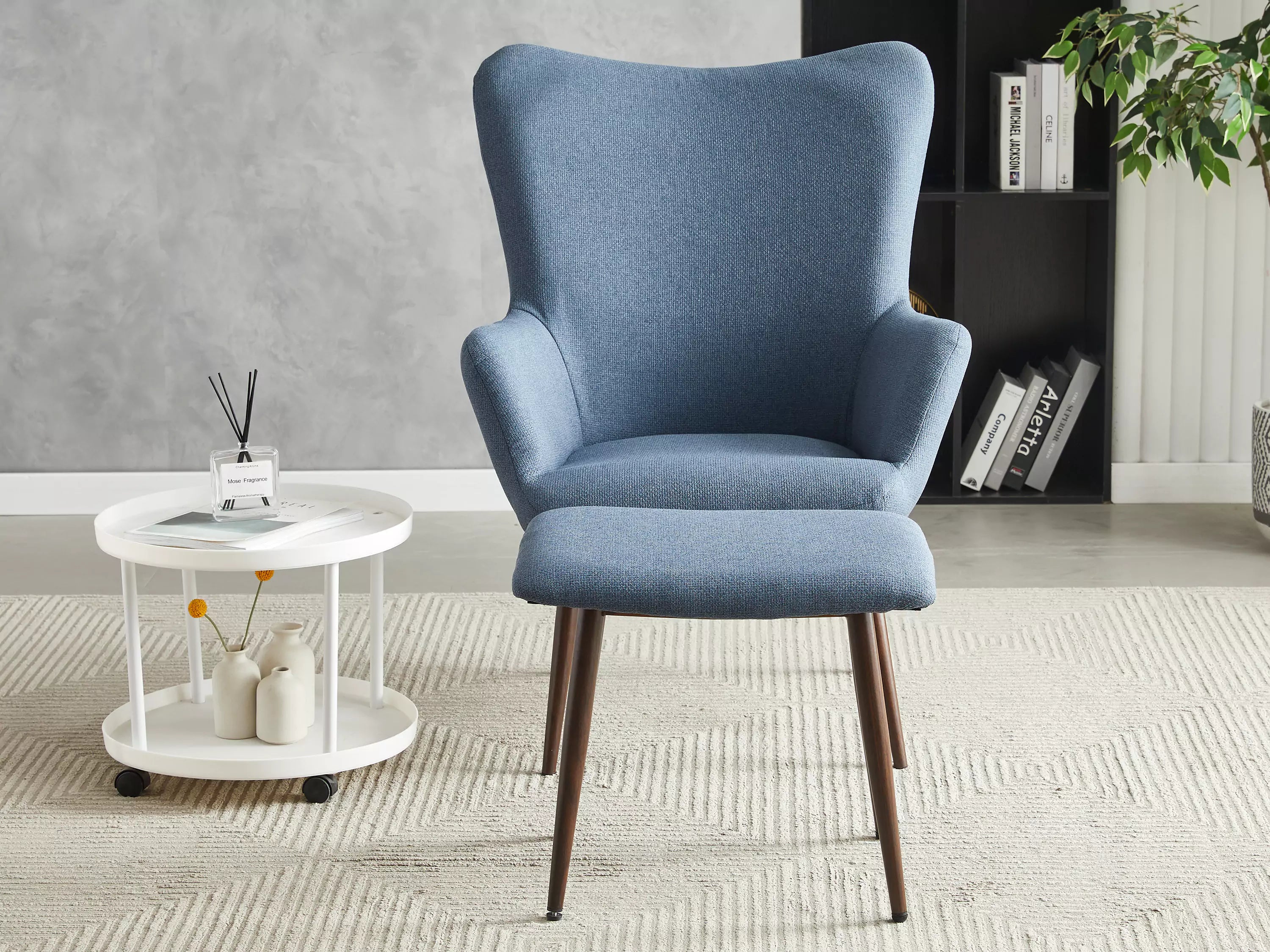 Alvis Fabric Tub Chair with Stool