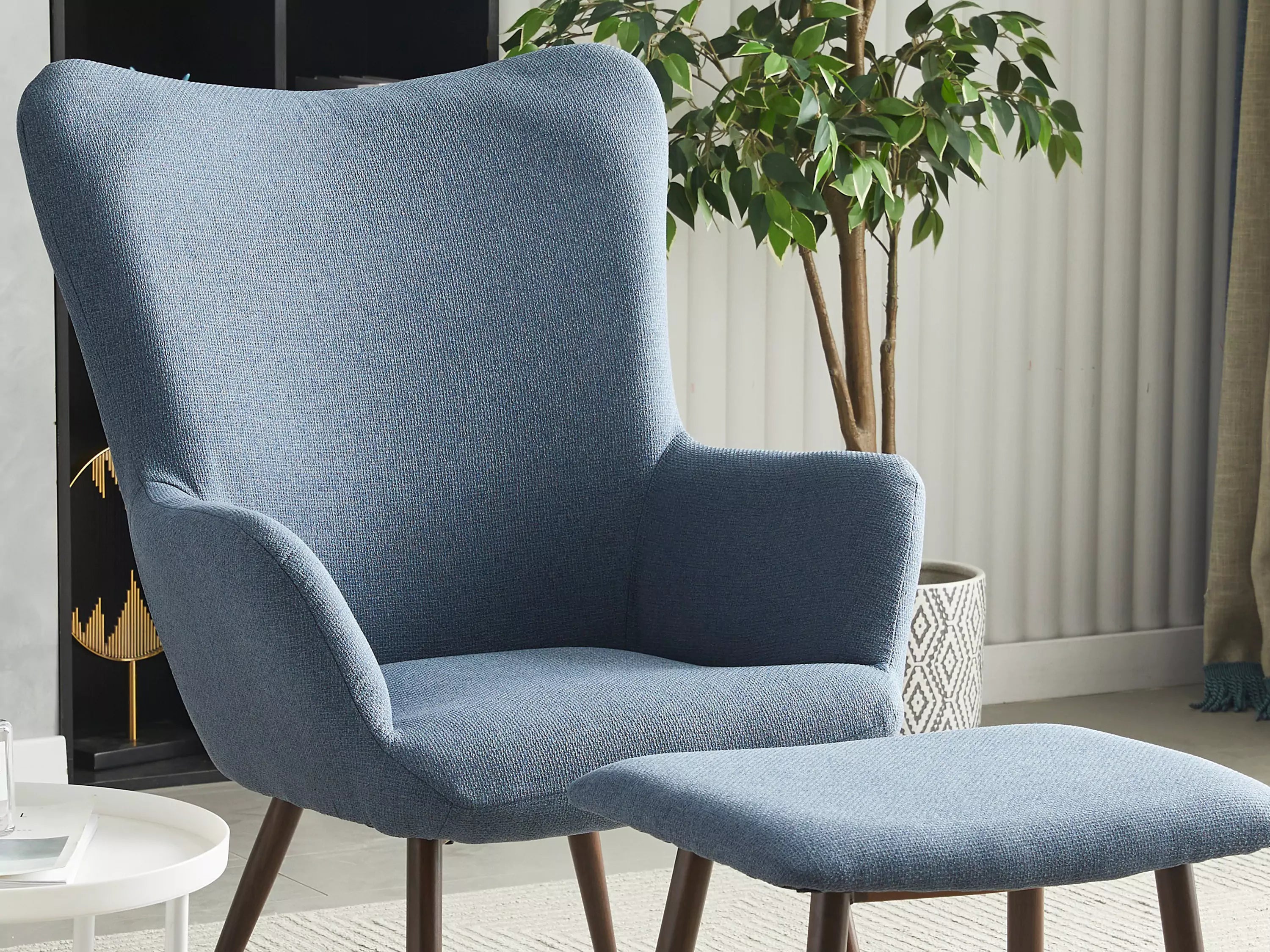 Alvis Fabric Tub Chair with Stool